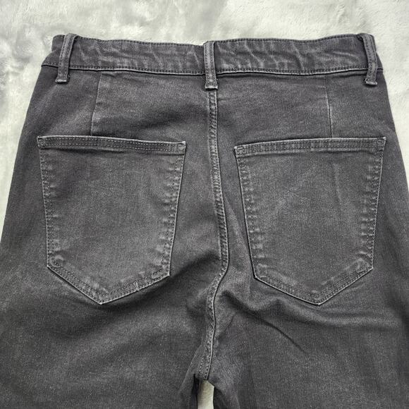 Zara Jeans Womens 6 Black High Rise Skinny Raw Ripped Busted Knee Stretch Denim - Picture 4 of 13